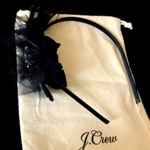 Black Satin “Fascinator” Feather + jewel headband